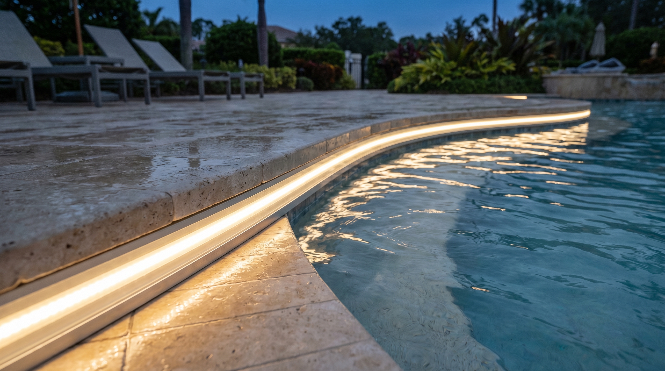 Water features with LED lighting