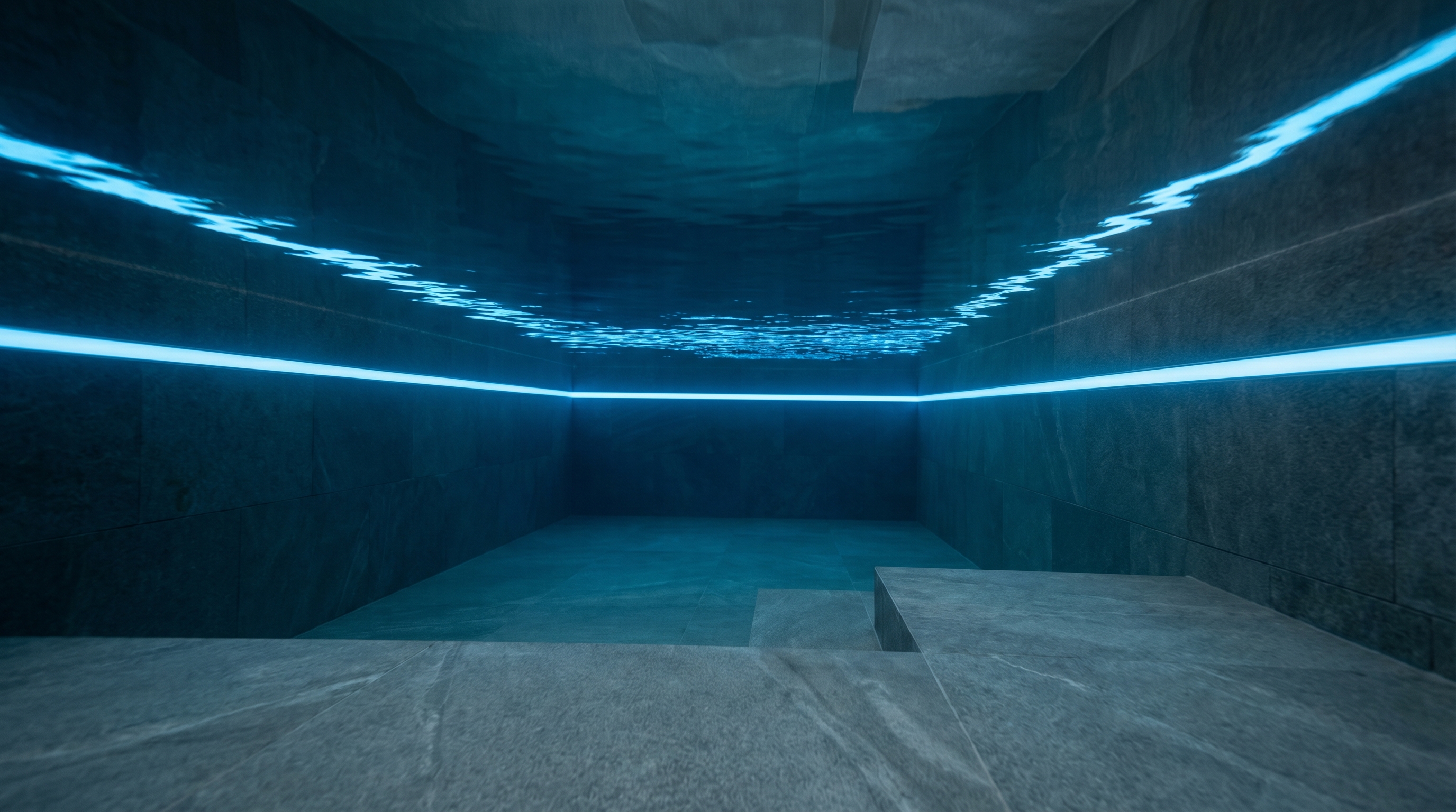Swimming pool with LED lighting